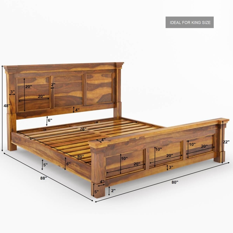 Platform Bed with Thick Plank Construction and Natural Grain Finish