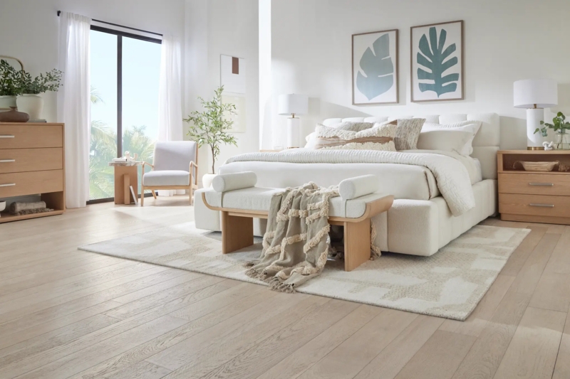 Platform Bed Woven Fabric Tall Button Tufted Headboard Low Profile