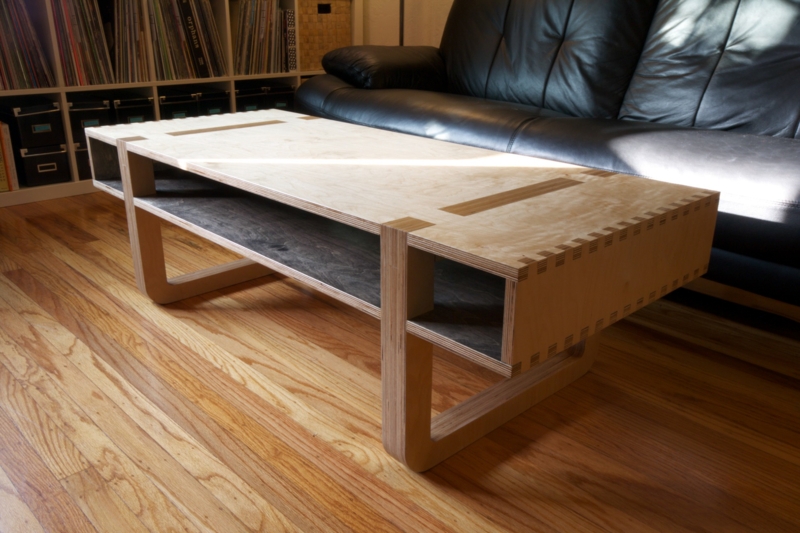 Plywood Coffee Table Exposed Joinery Rounded Corners Scandinavian
