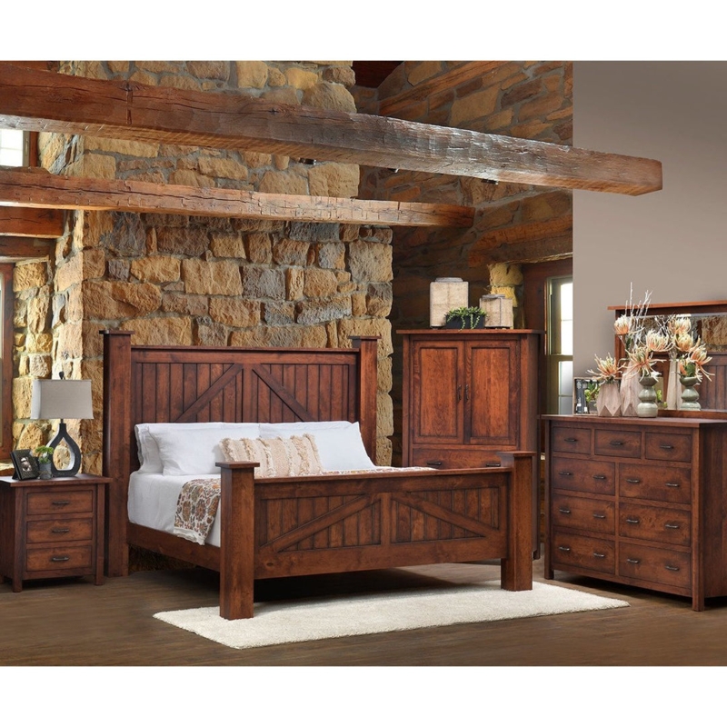 Post Bed Rustic Wood Four Poster Turned Posts Arched Headboard