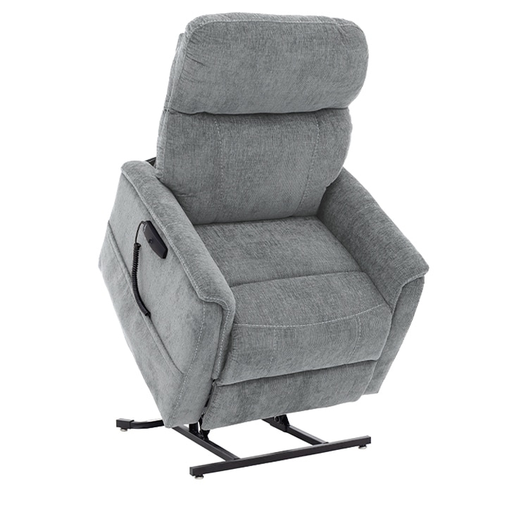 Power Lift Chair Split Back Cushioning Charcoal Grey Textured Fabric
