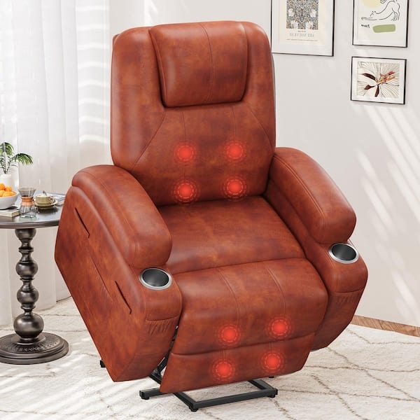 Power Lift Recliner Leather-Like with Tufted Back and Wired Remote
