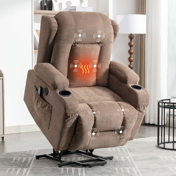 Power Lift Recliner with USB Charging Port in Chocolate Brown