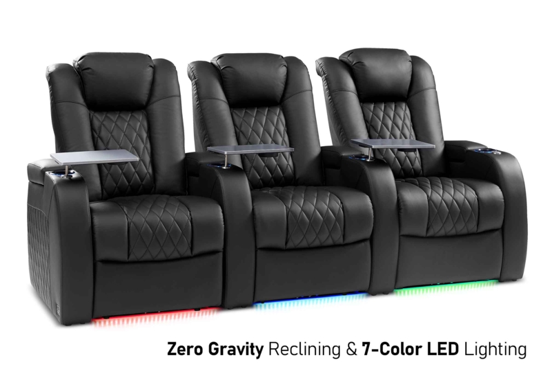 Power Recliner Dark Brown Leather-Like USB Port Pillow Top Arms