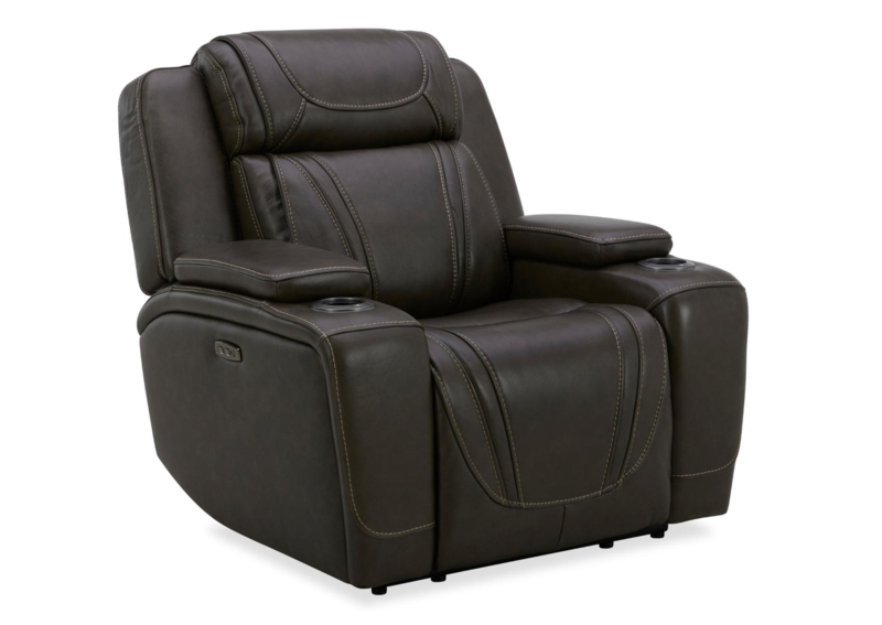 Power Recliner Leather Like Upholstery with High Divided Backrest