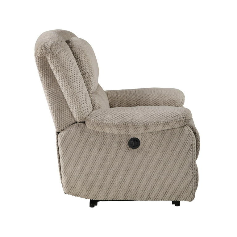 Power Recliner with Plush Cushioning in Dark Gray Upholstery
