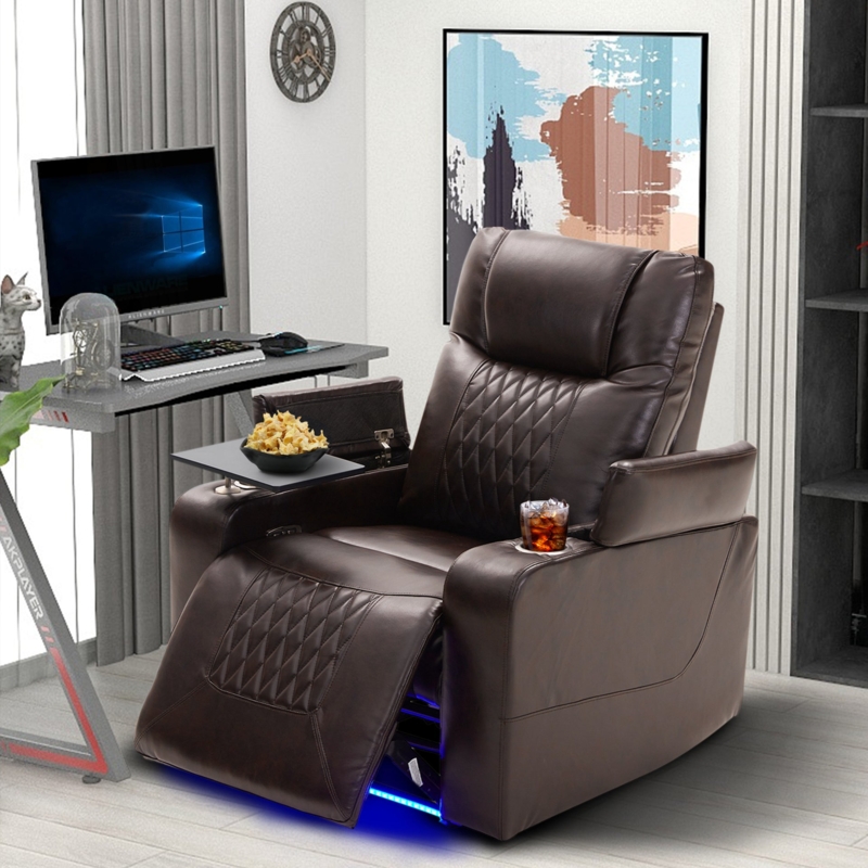 Power Recliner with Swivel Tray Table and Hidden Arm Storage