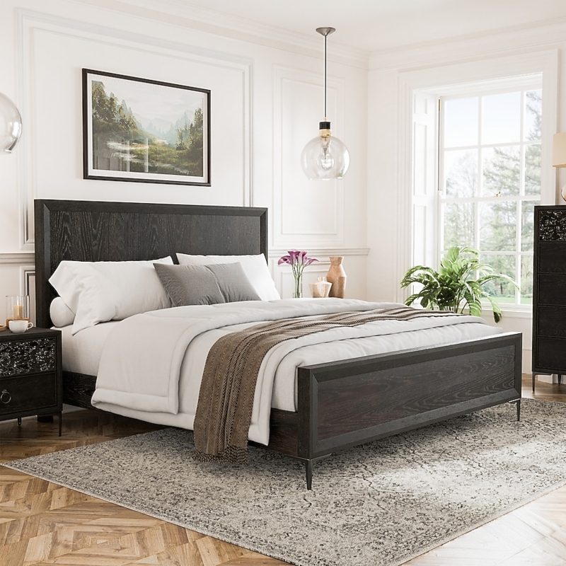 Queen Panel Bed Frame featuring Recessed Headboard Design