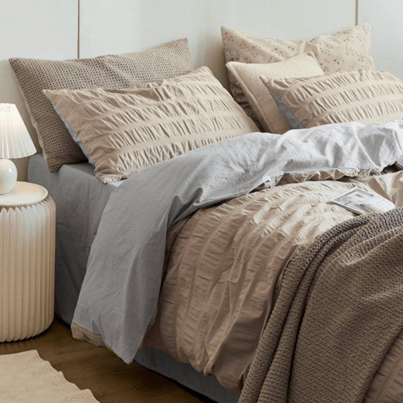 Raised Bubble Textured Bedding, Beige, Minimalist Style