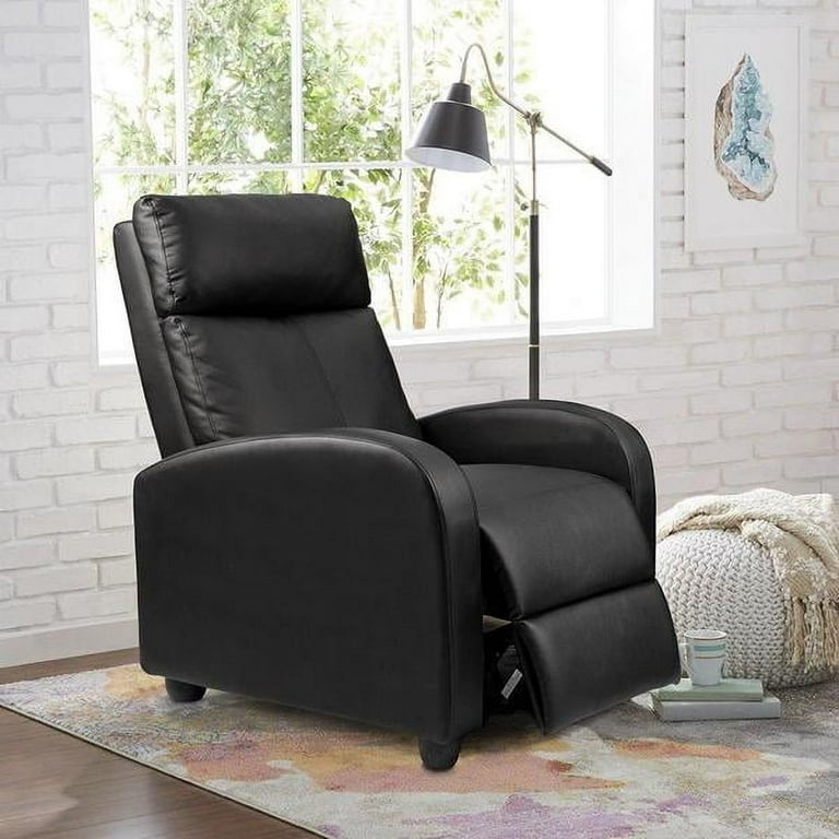 Recliner Black Leather-Like Manual Segmented Back.
