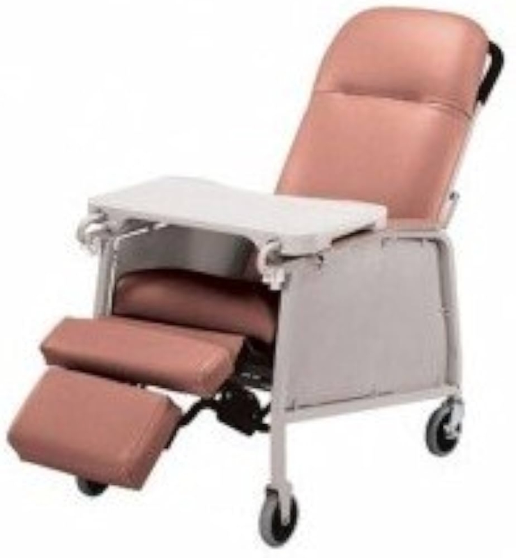 Recliner Chair Burgundy Vinyl Wingback Headrest Padded Arms Classic