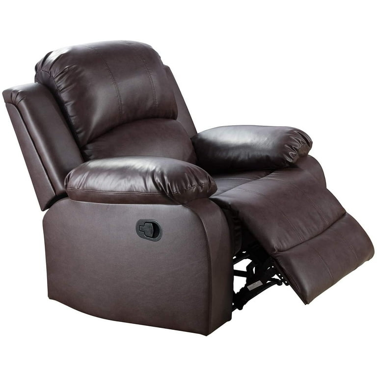 Recliner Chair Chocolate Brown Overstuffed Tufted Back
