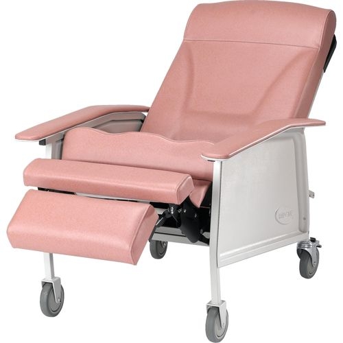 Recliner Extra Wide Seat Mobile Casters Navy Blue Vinyl Like Chair