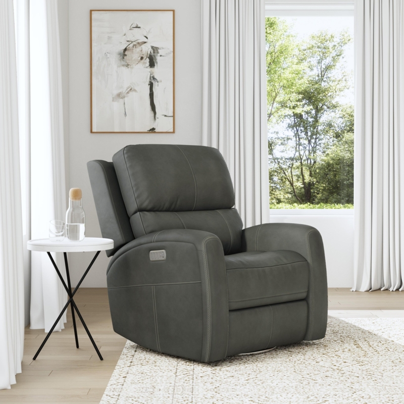 Recliner Swivel Base with Integrated Headrest and Power Controls