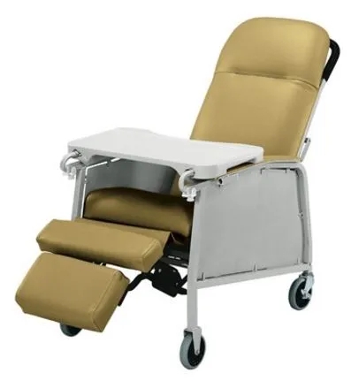 Recliner Vintage Gold Wood Arm Accents Winged Back Traditional Chair