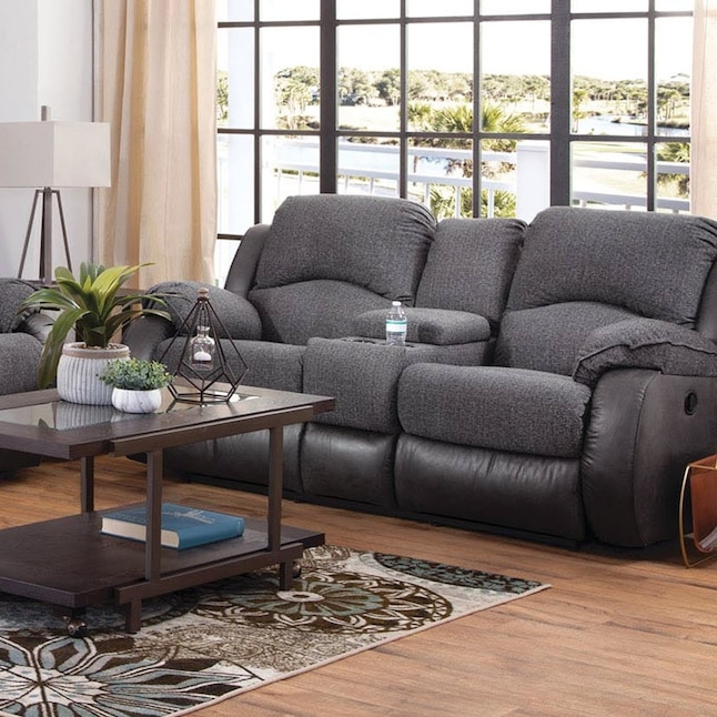 Reclining Loveseat Pillow Top Arms Casual Gray Upholstered Fabric