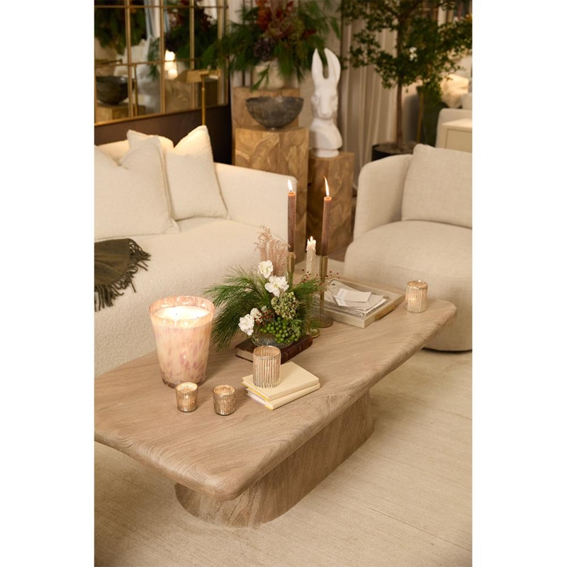Rectangular Coffee Table Block Legs Natural Wood Grain Coastal Rustic