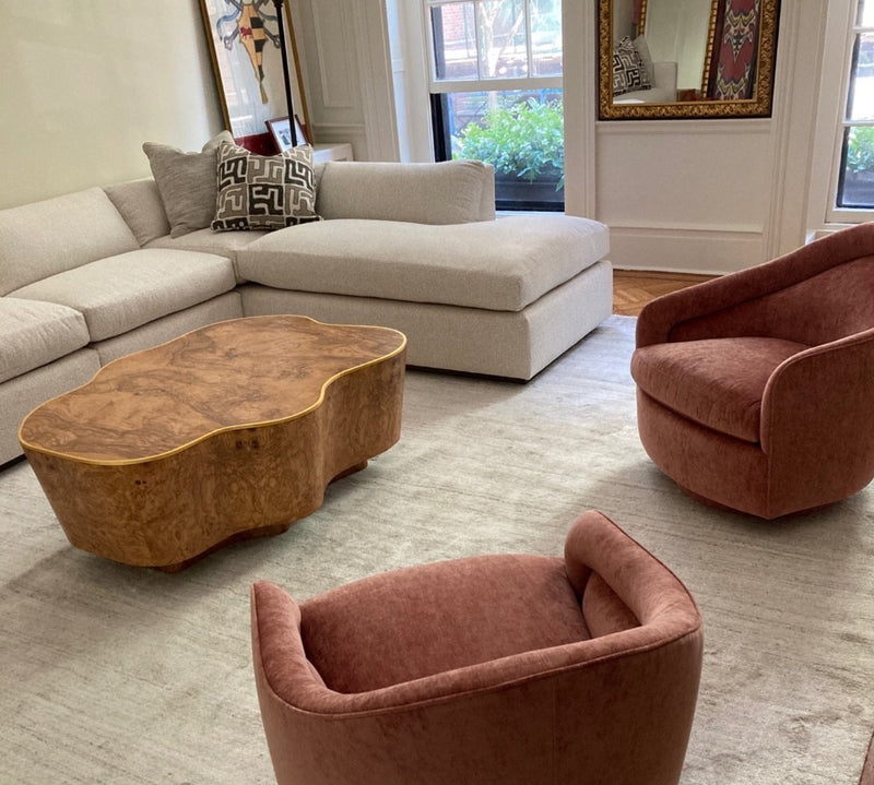 Rectangular Coffee Table Cutout Base Parquetry Pattern