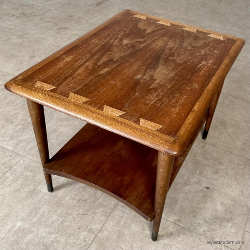 Rectangular Side Table, Oversized Dovetails, Two-Tone Retro Wood Design