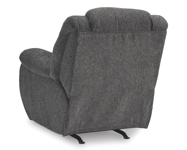 Rocker Recliner Pillow Top Arms and Textured Fabric in Charcoal