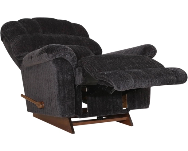 Rocker Recliner Track Arms with Channeled Backrest and Wood Toned Finish