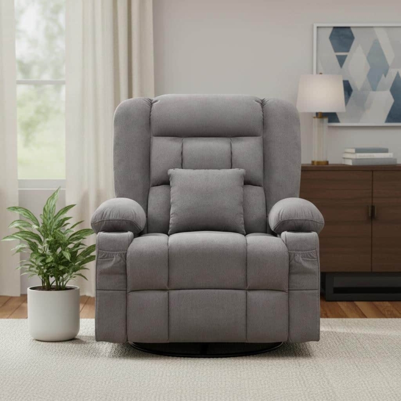 Rocker Recliner with Diamond Tufting and Functional Side Storage Pockets