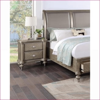 Rose Gold Mirrored Nightstand with Crystal Knobs