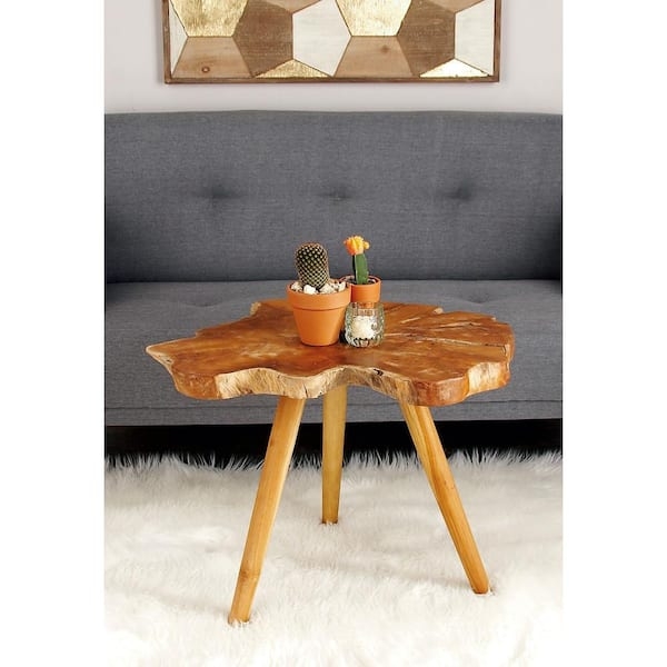 Round Accent Table featuring Live Edge and Tripod Legs