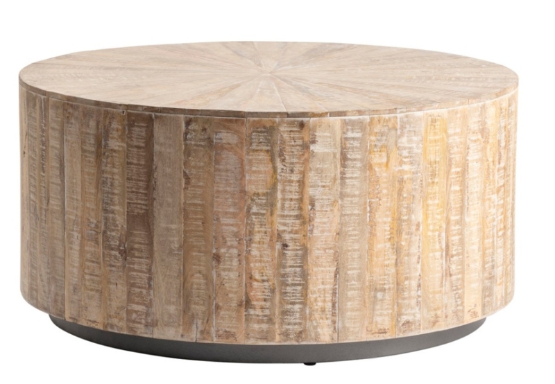 Round Coffee Table Pedestal Base Scrolled Legs Traditional Light Wood
