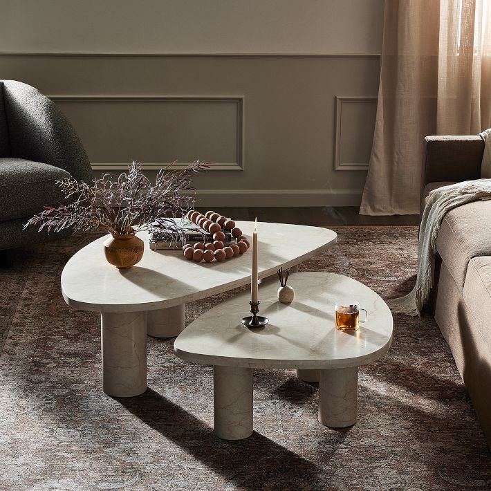 Round Coffee Table Purple Merlot Marble Top Dark Pedestal Base Luxe