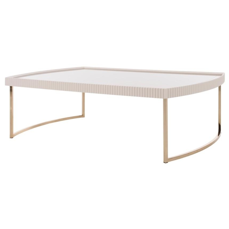 Round Coffee Table Tripod Cylindrical Legs Cream Textured