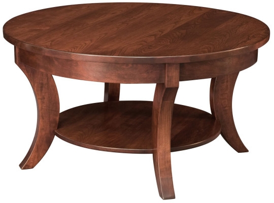 Round Coffee Table with Thick Cylindrical Legs Transitional Style