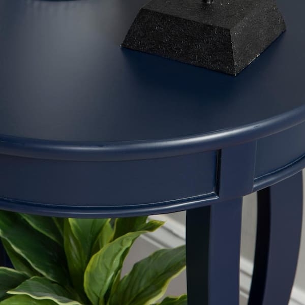 Round End Table featuring Three Tapered Legs, Navy Blue Finish