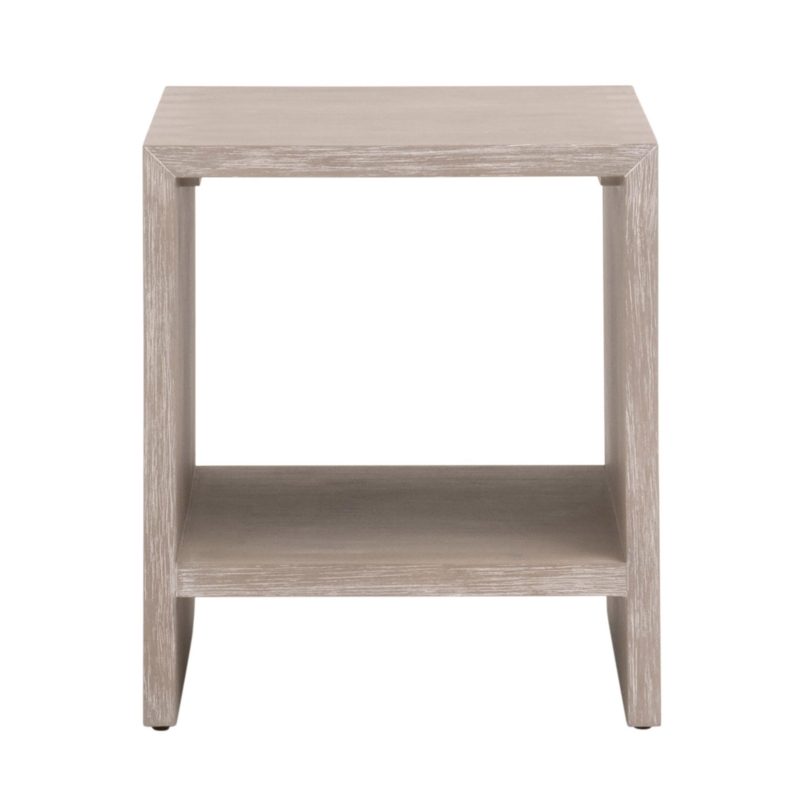 Round End Table, Natural Gray Finish, Rustic Cross Base Side Table