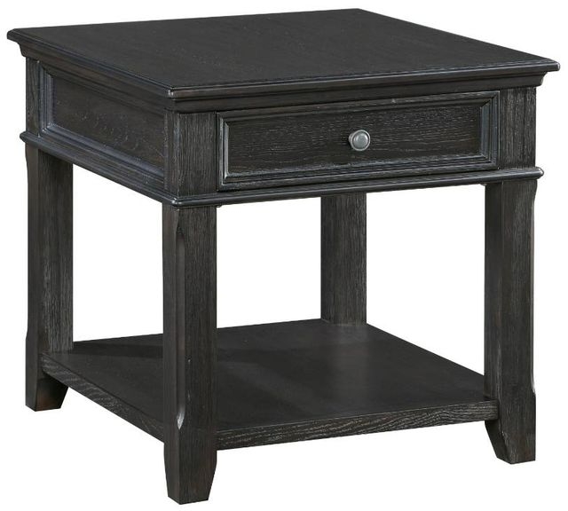 Round End Table with Tapered Legs and Open Shelf