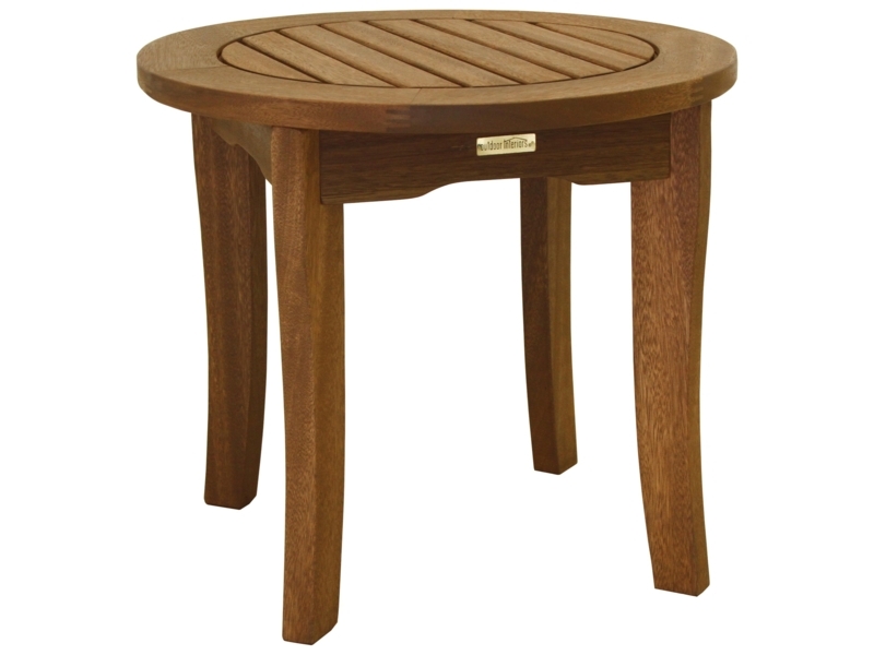 Round Tripod Outdoor Side Table with Support Ring for Weathered Decks