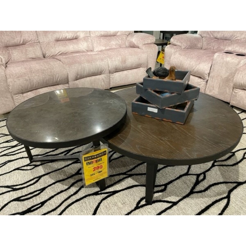 Round Wood And Metal Coffee Table Gold Vertical Slats