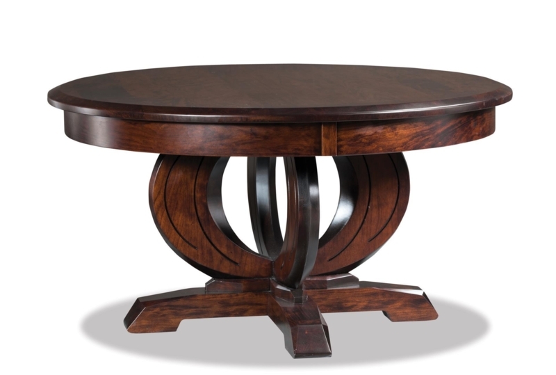 Round Wood Coffee Table with Vertical Slat Detail and Lower Shelf