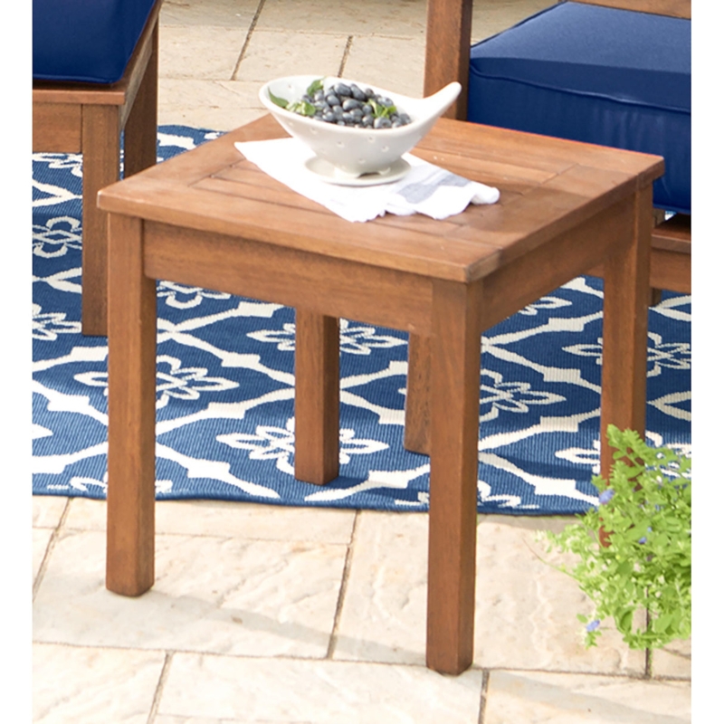 Round Wood Side Table with Circular Support Ring for Garden Patio