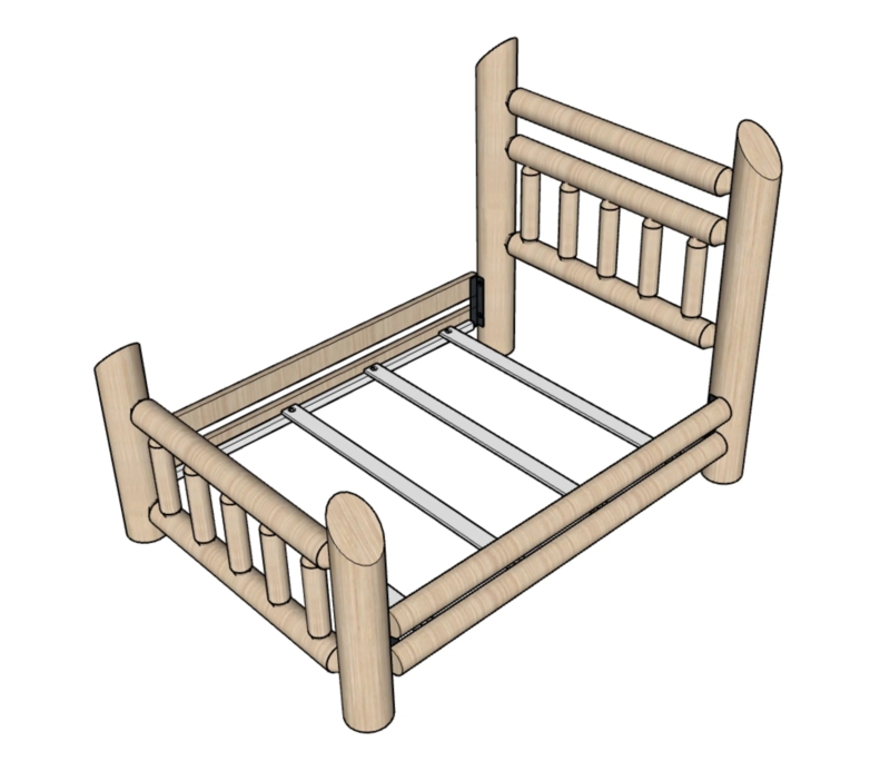 Rustic Bed Frame with Chunky Timber Rails