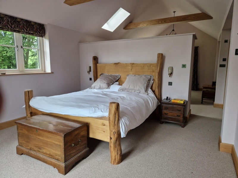 Rustic Bed Frame with Log Posts and Live Edge Slabs Artisan Design