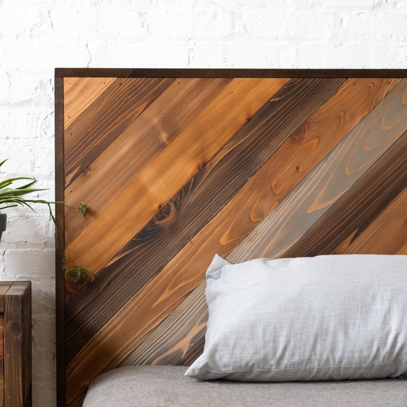 Rustic Chevron Wood Headboard, Modern Farmhouse Design