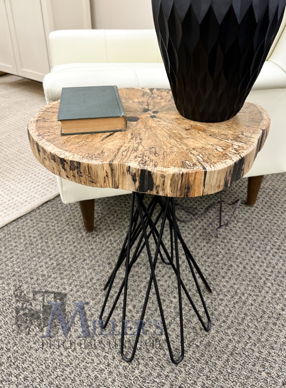 Rustic End Table featuring Live Edge Top and Lower Shelf
