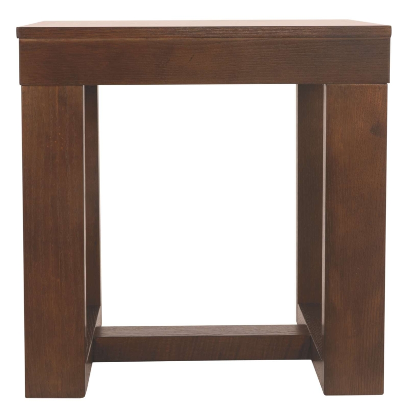 Rustic End Table Square Thick Wood Slab Sled Base