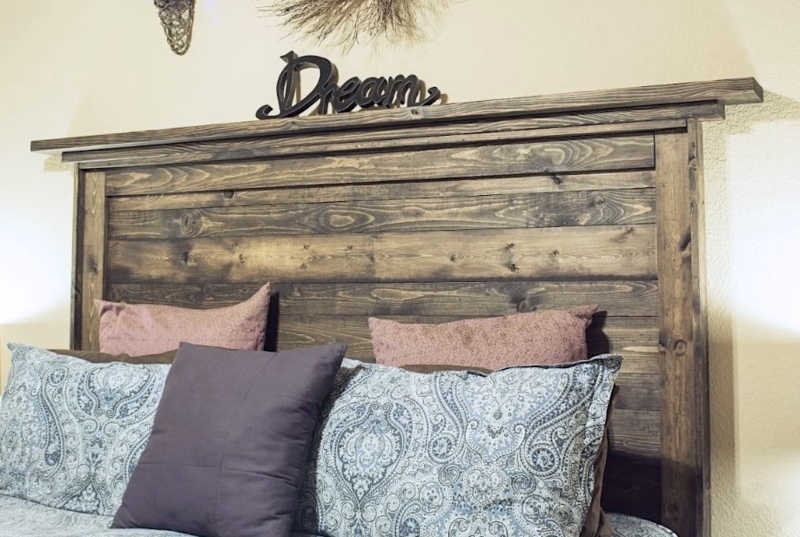 Rustic Headboard Vertical Slat Wood Design for Bedroom Idea