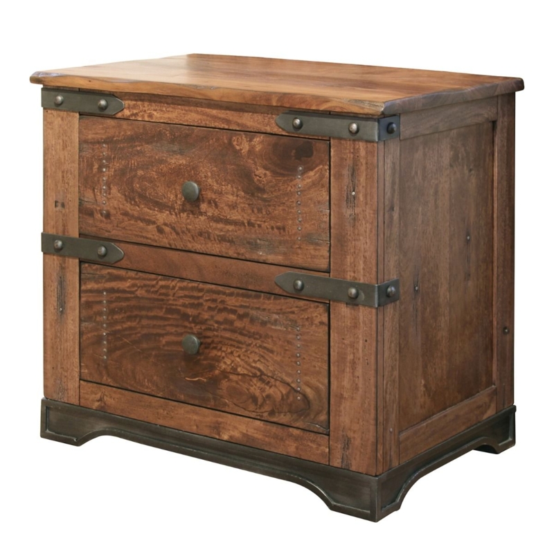 Rustic Industrial Nightstand with Sled Base and Distressed Wood