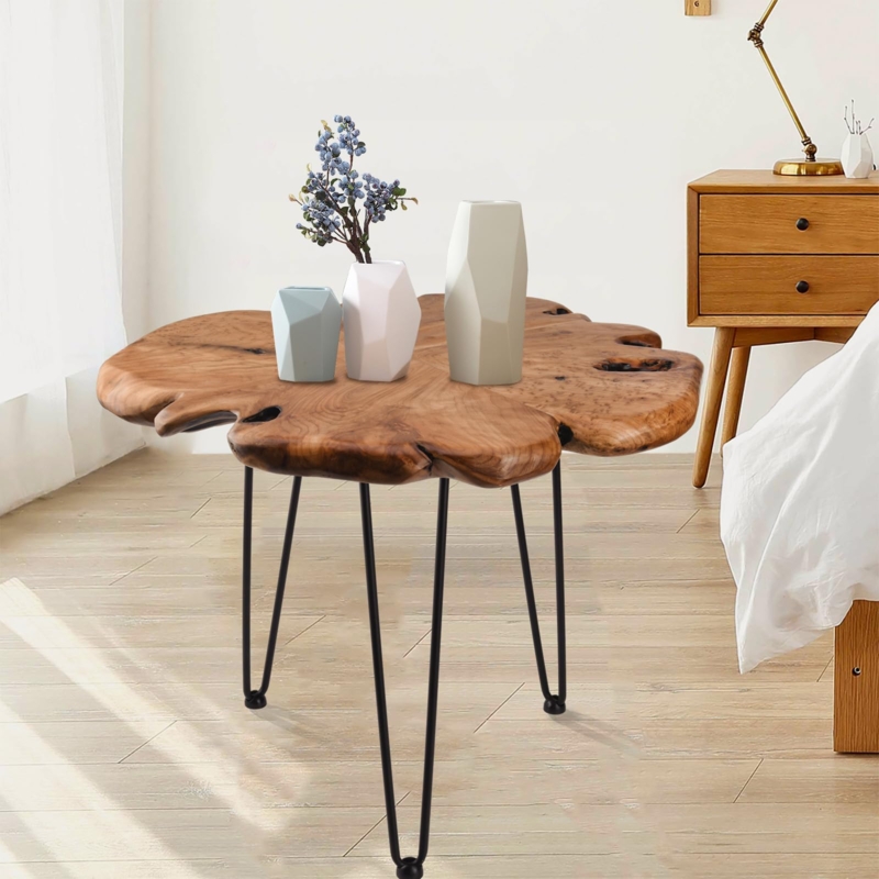 Rustic Live Edge Side Table Hairpin Legs Industrial Slab