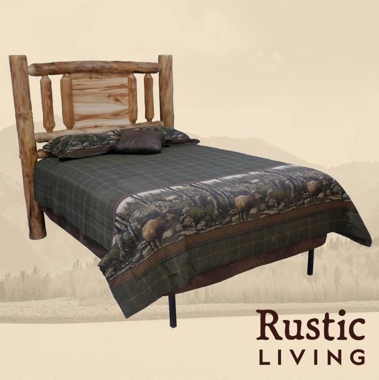Rustic Log Headboard Twin Size Natural Knots Log Construction Wood Toned