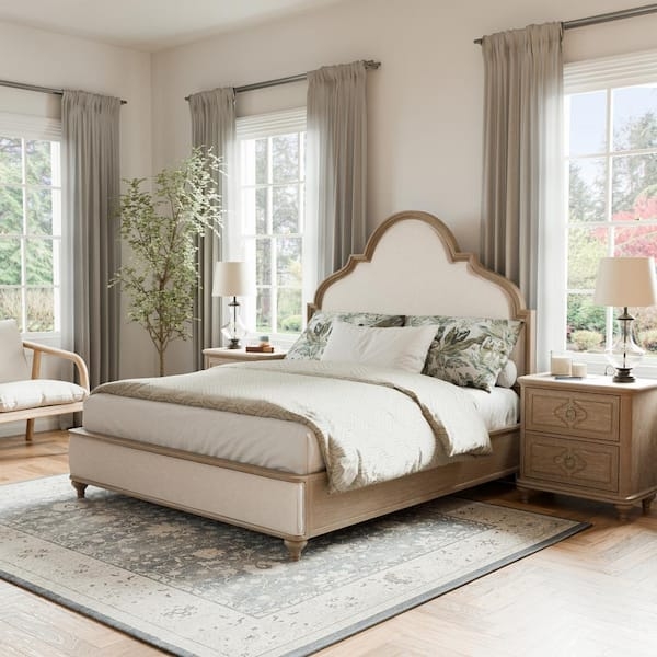 Rustic Oak Queen Bedroom Set featuring Plank Design