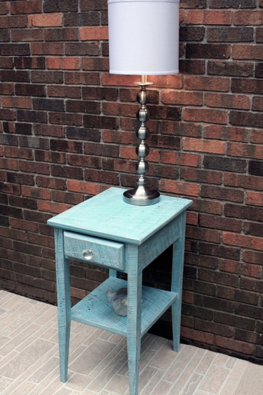Rustic Square End Table with Distressed Chippy Paint